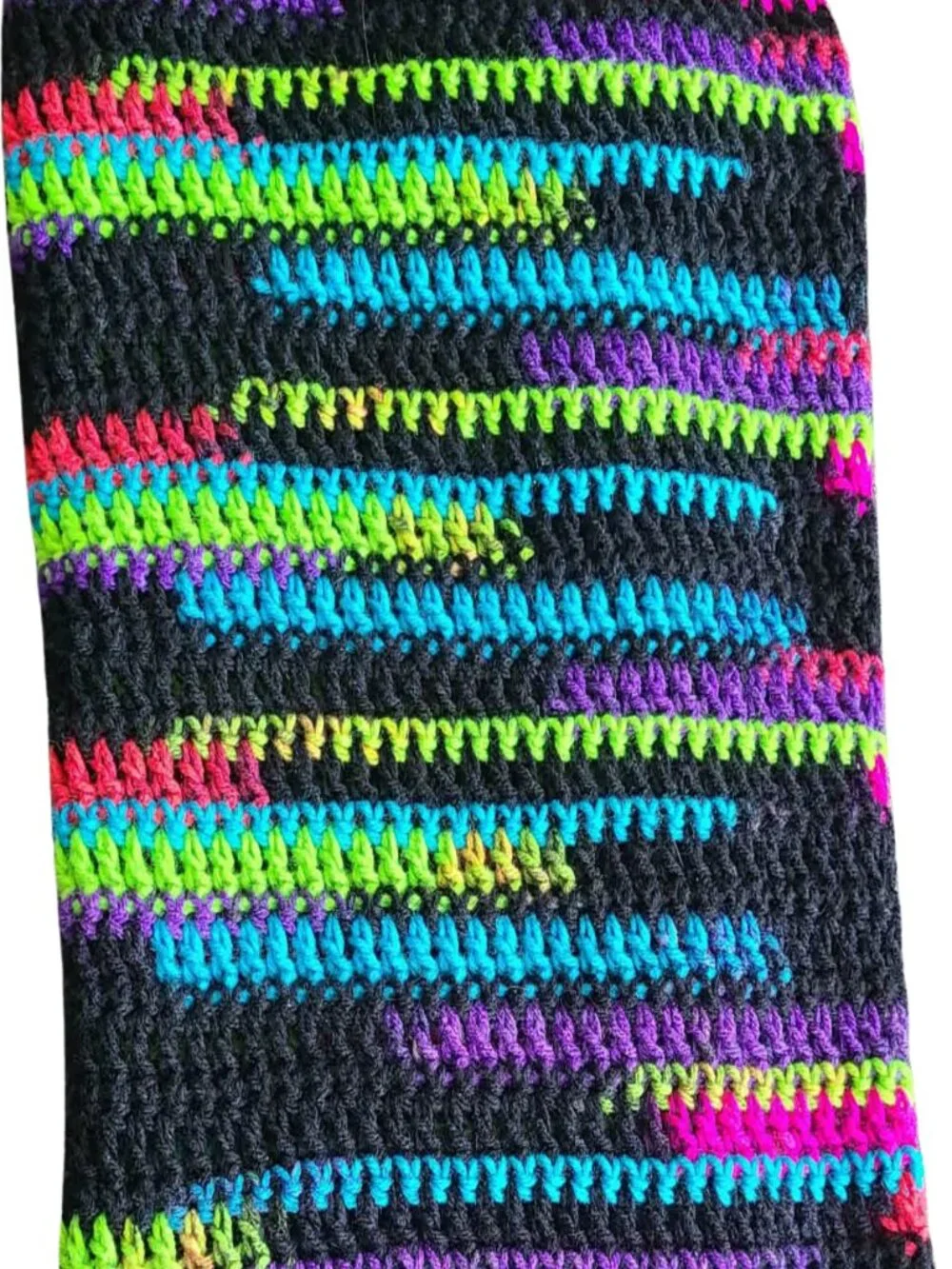 Black & Neon Lapghan – “The Black Hole” Story Blanket – Handmade in North Dakota